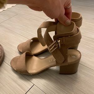 Nude suede heel sandals